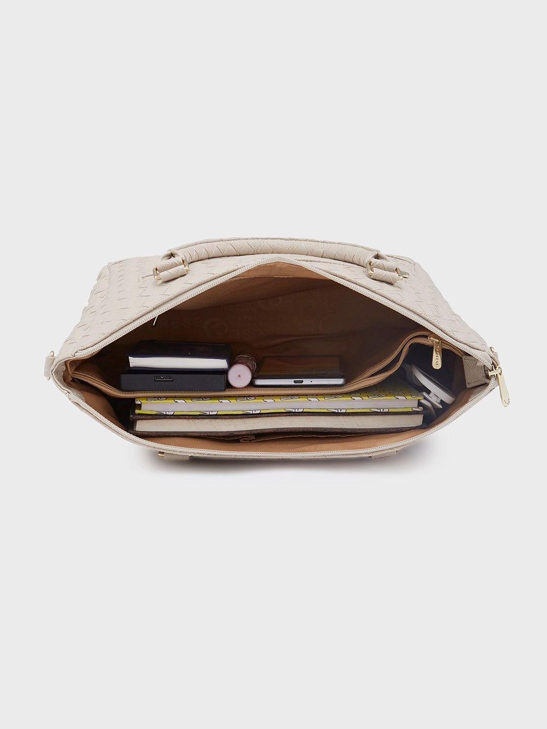 Caprese Eleana Large Beige Satchel Bag Bag