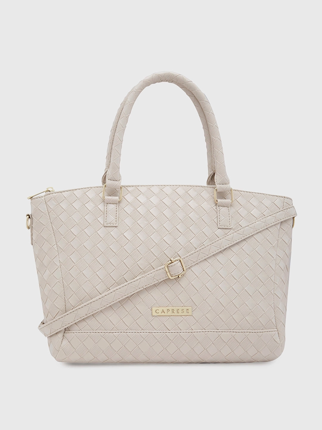 Caprese Eleana Large Beige Satchel Bag Bag