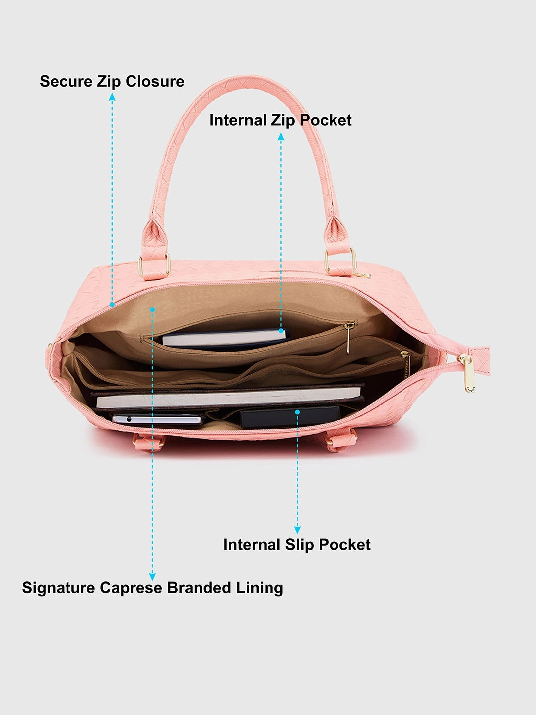 Caprese Eleana Large Blush Satchel Bag