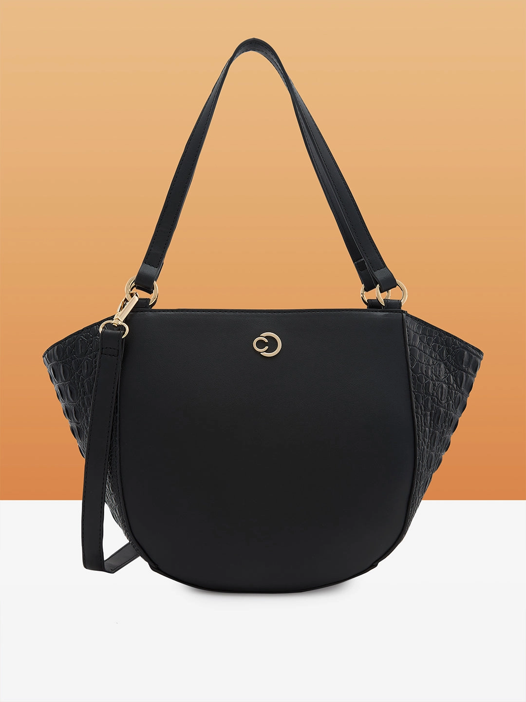 Caprese Felix Large Black Satchel Bag