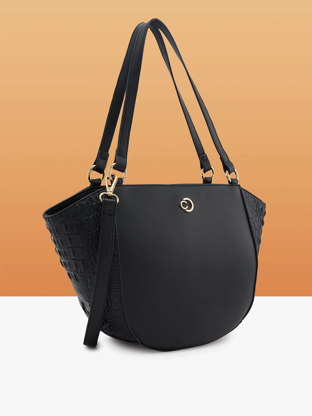 Caprese Felix Large Black Satchel Bag