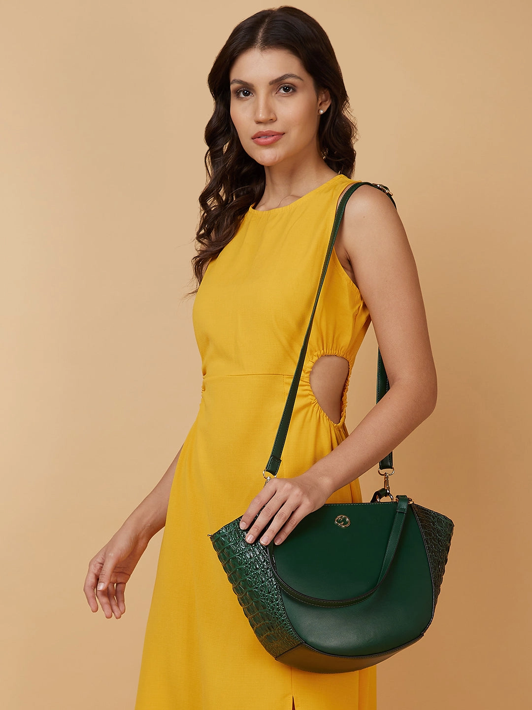 Caprese Felix Large Green Satchel Bag