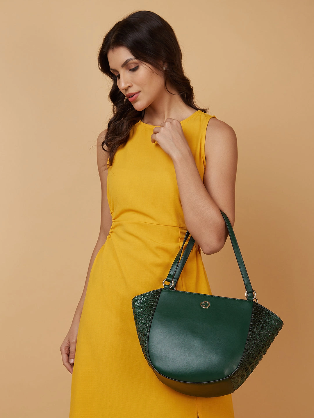 Caprese Felix Large Green Satchel Bag