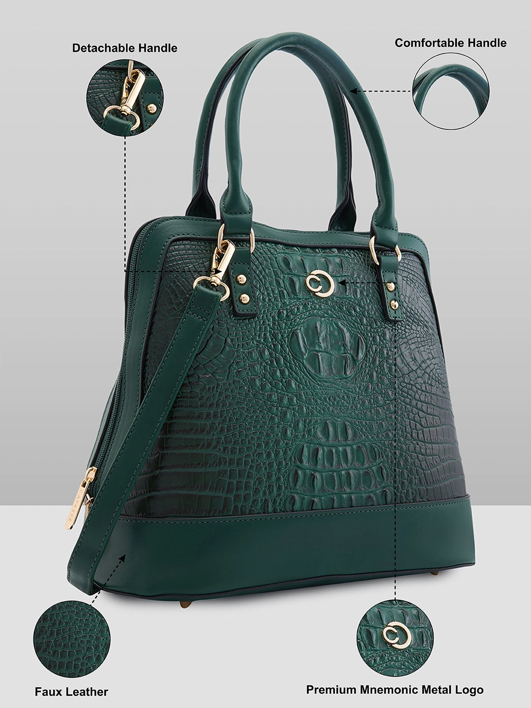 Caprese Felix Medium Green Satchel Bag