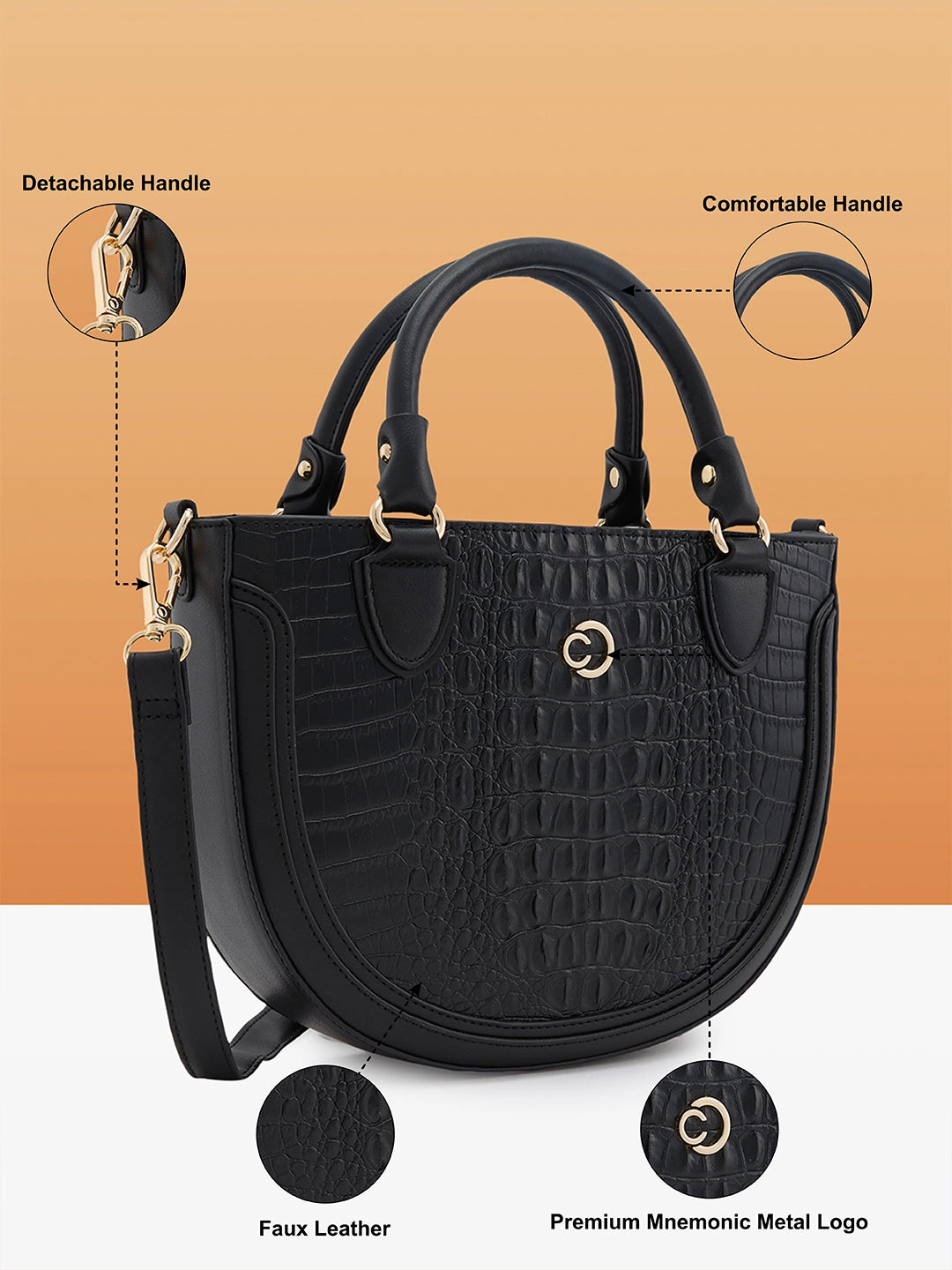 Caprese Felix Small Black Satchel Bag