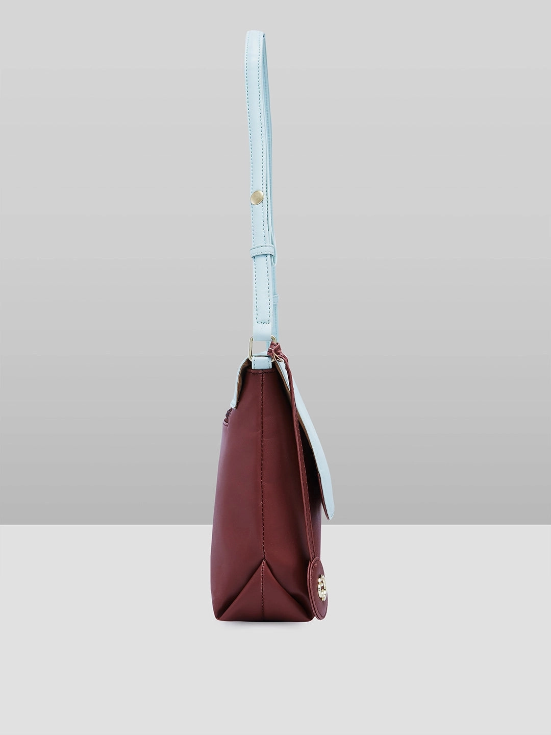 Caprese Fenne Small Blue & Choco Satchel Bag