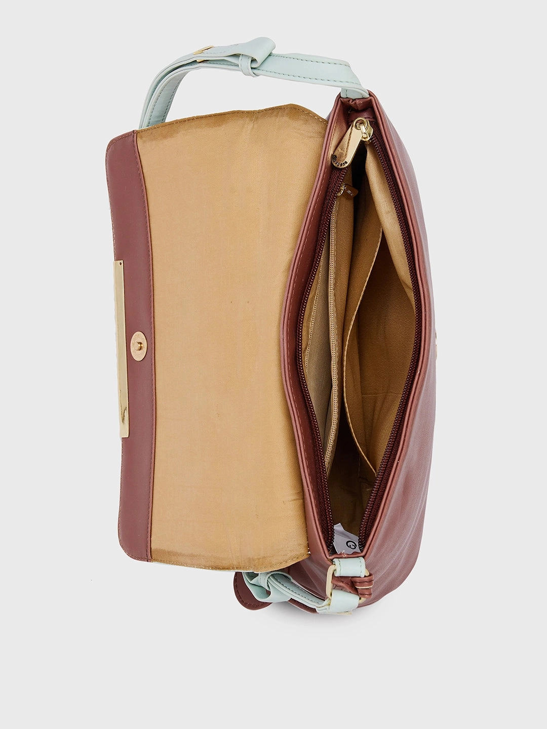 Caprese Fenne Small Blue & Choco Satchel Bag