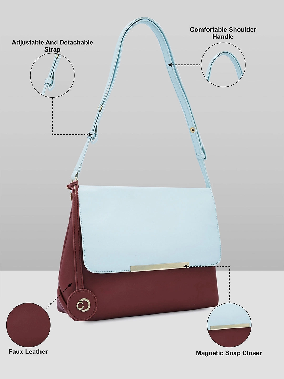 Caprese Fenne Small Blue & Choco Satchel Bag