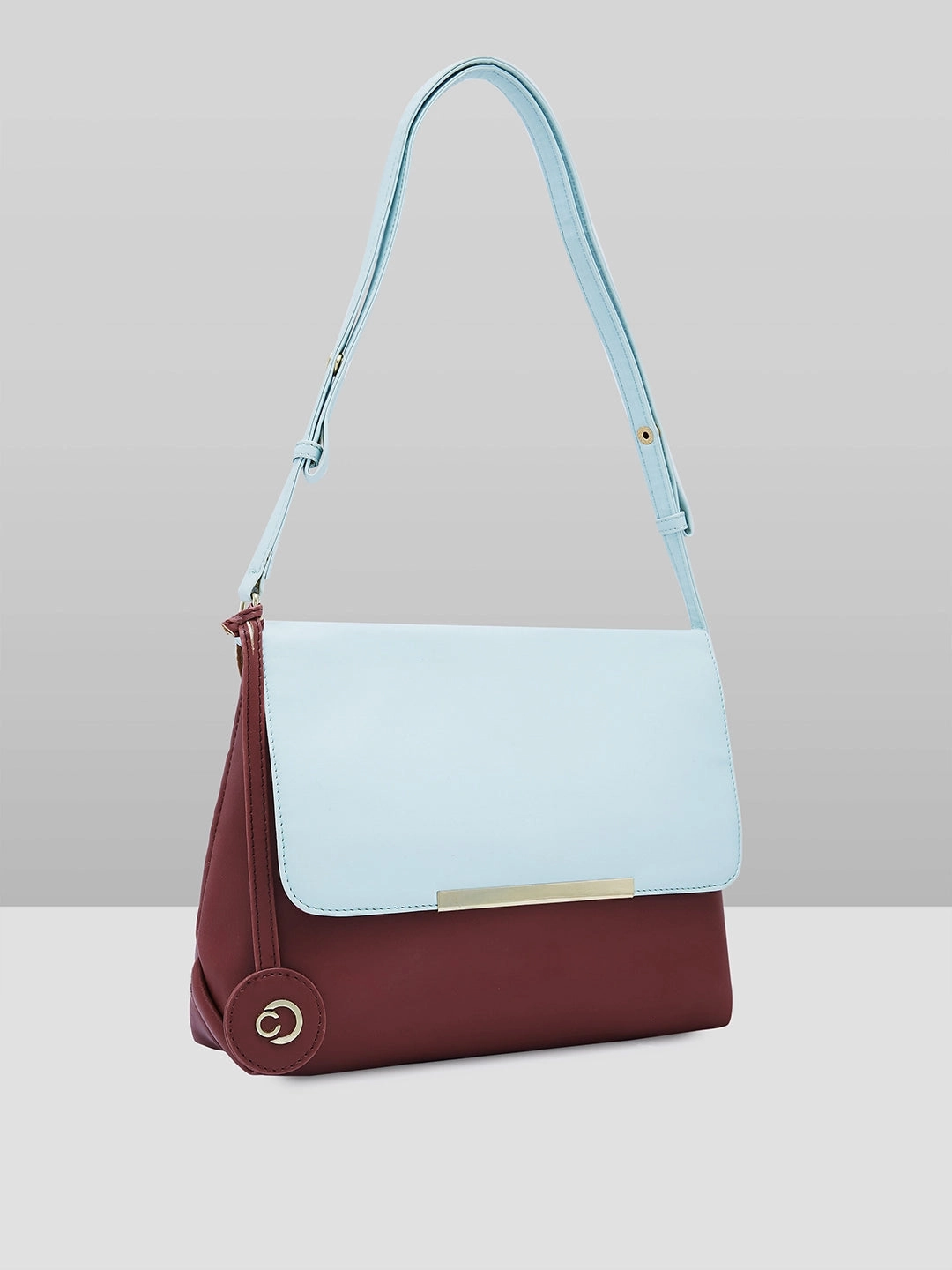 Caprese Fenne Small Blue & Choco Satchel Bag
