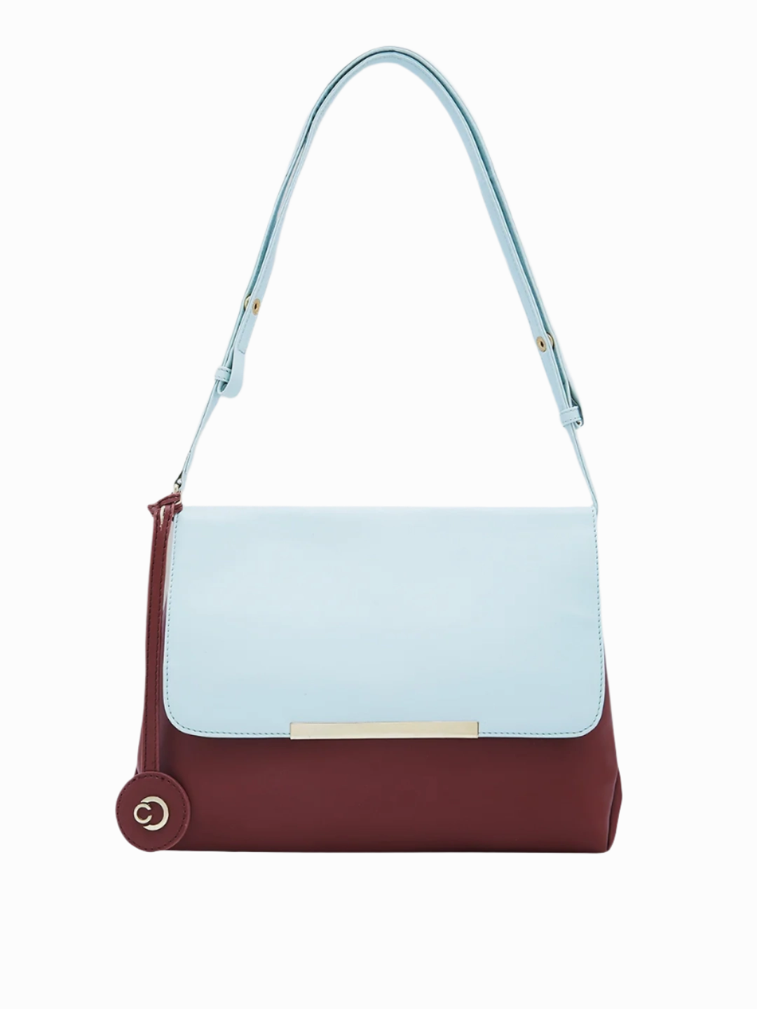 Caprese Fenne Small Blue & Choco Satchel Bag