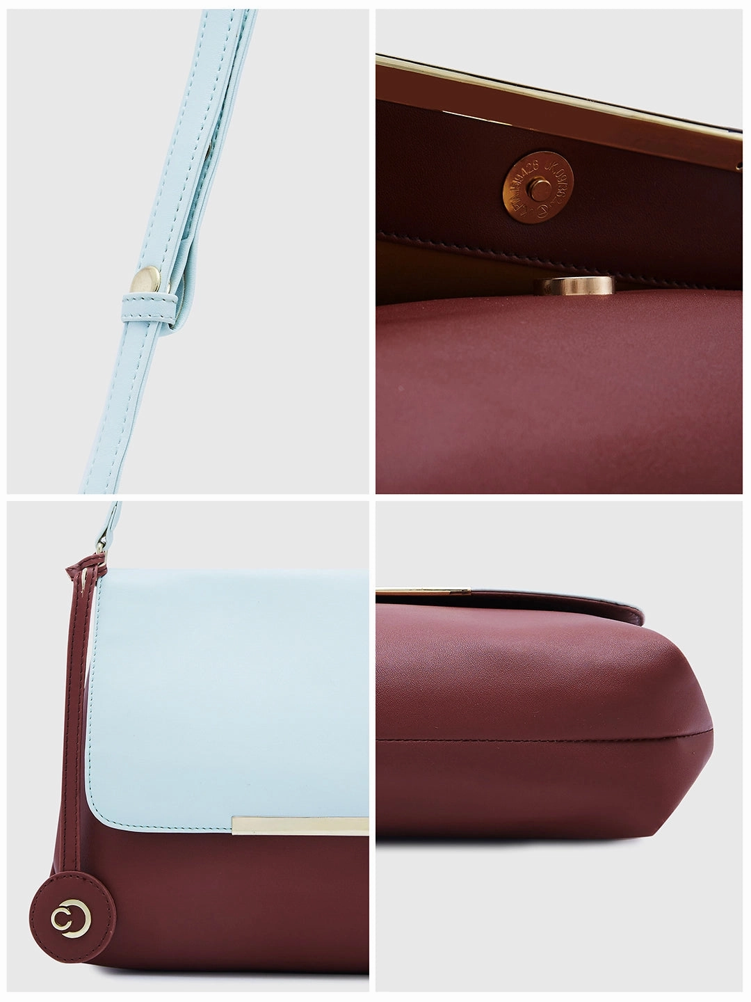 Caprese Fenne Small Blue & Choco Satchel Bag