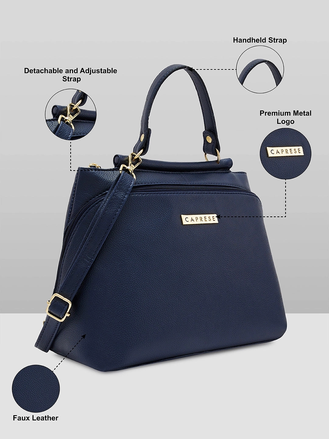 Caprese Fernanda Small Navy Satchel Bag