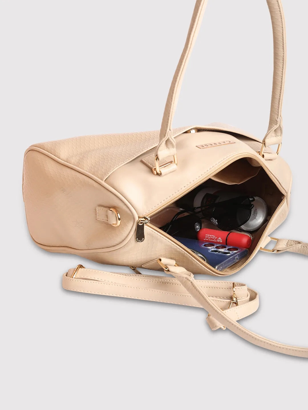 Caprese Fiona Medium Beige Satchel Bag