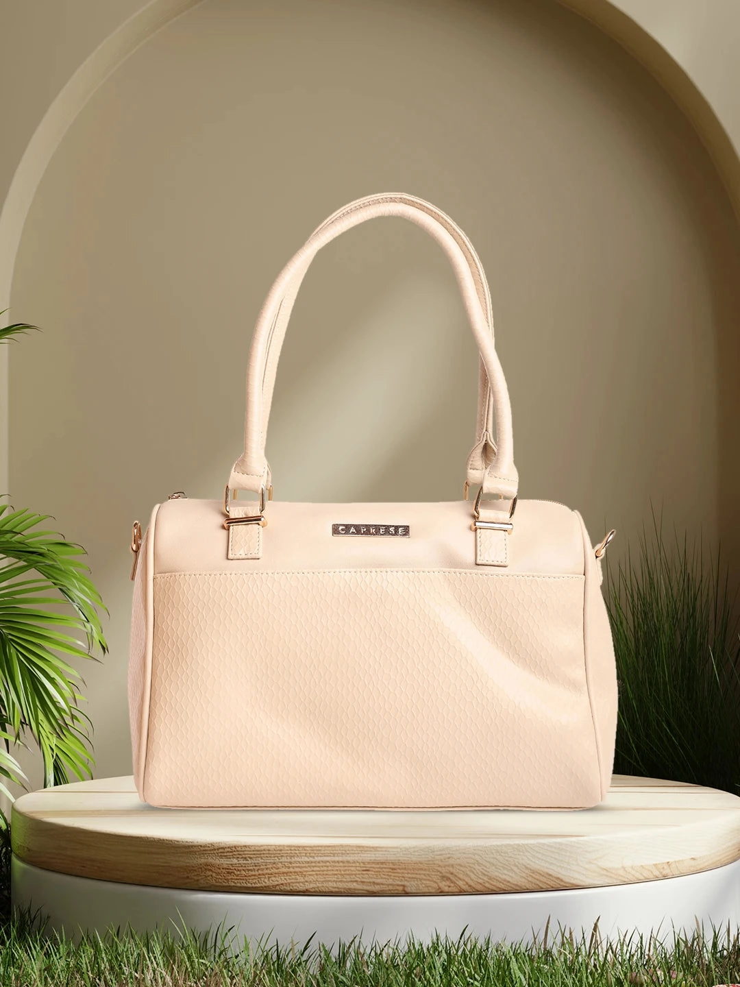 Caprese Fiona Medium Beige Satchel Bag