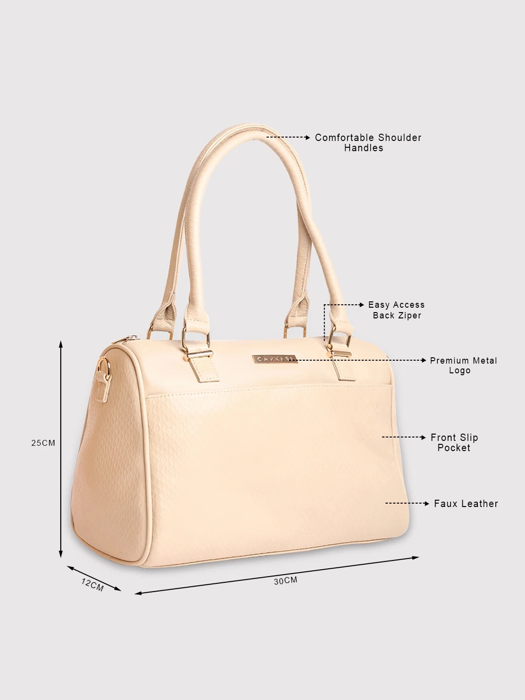 Caprese Fiona Medium Beige Satchel Bag