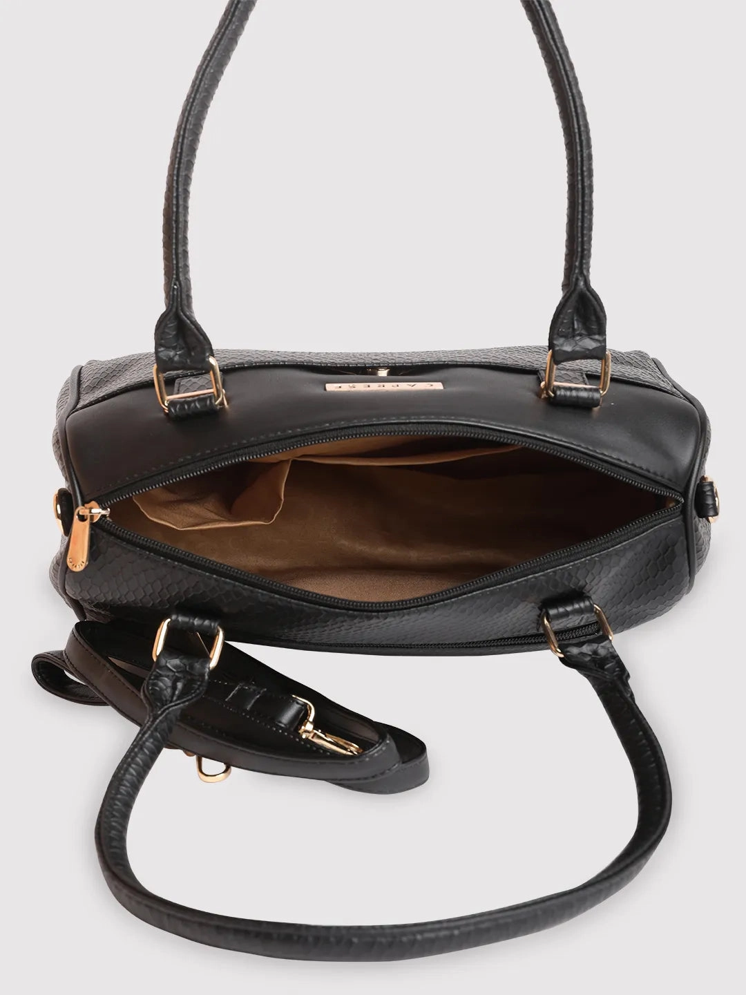 Caprese Fiona Medium Black Satchel Bag