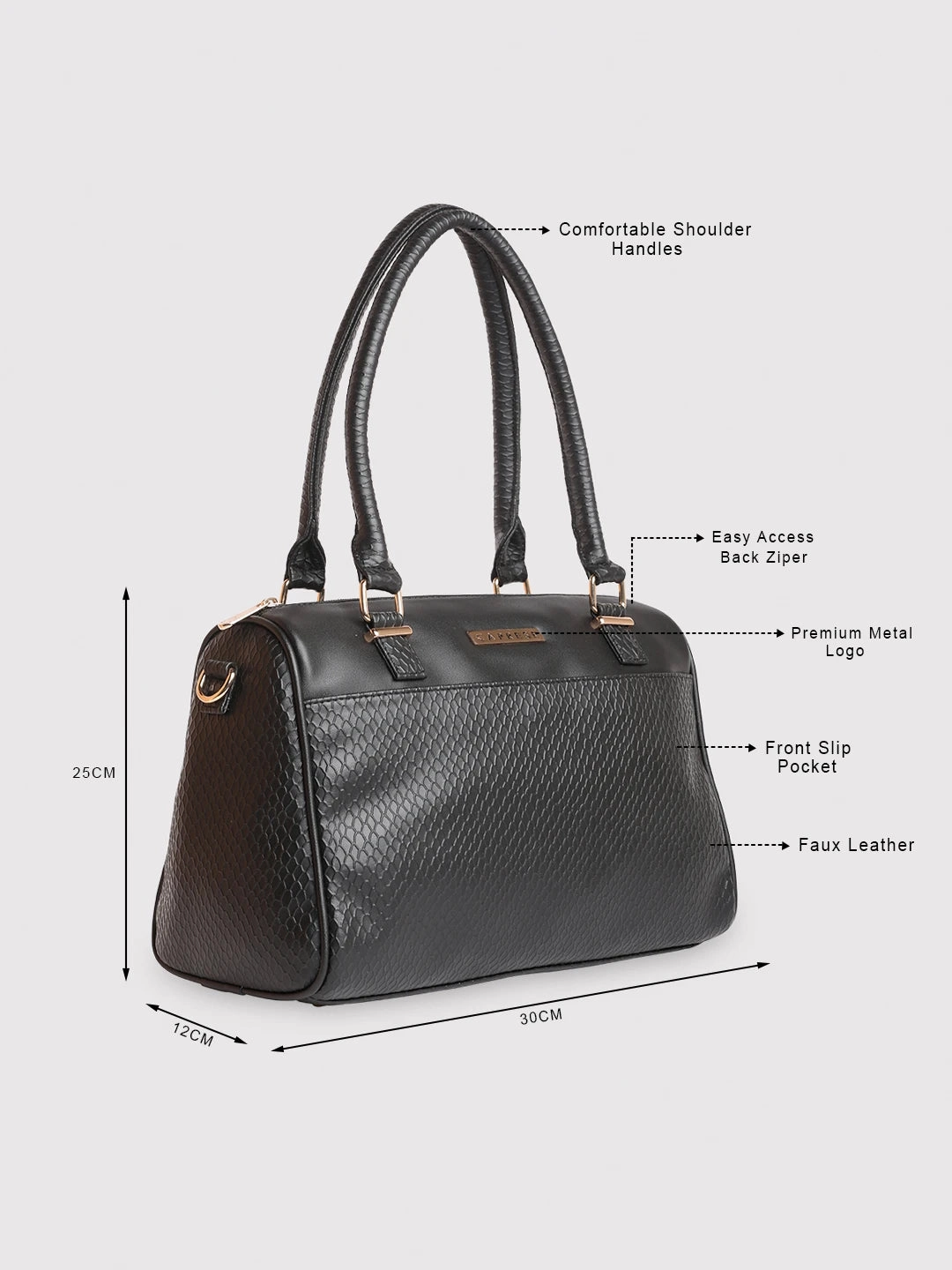 Caprese Fiona Medium Black Satchel Bag