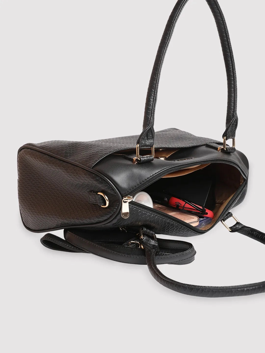 Caprese Fiona Medium Black Satchel Bag