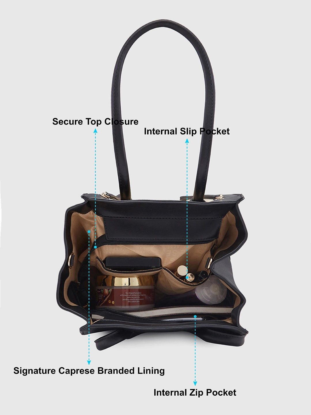 Caprese Georgia Medium Black Satchel Bag