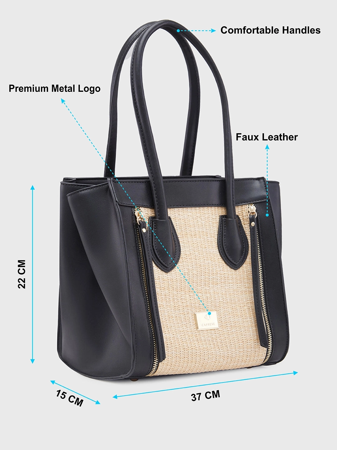 Caprese Georgia Medium Black Satchel Bag
