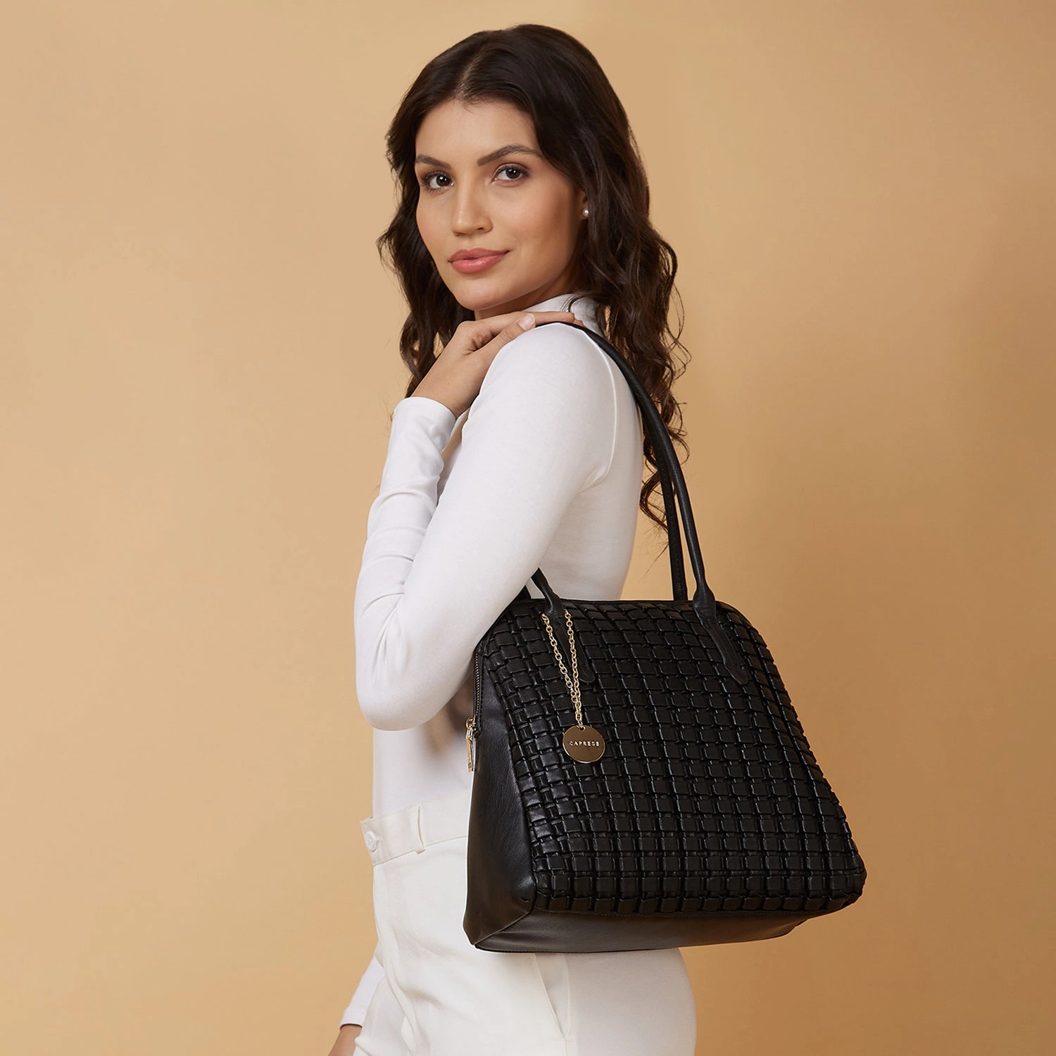 Caprese Havana Large Black Hobo Bag