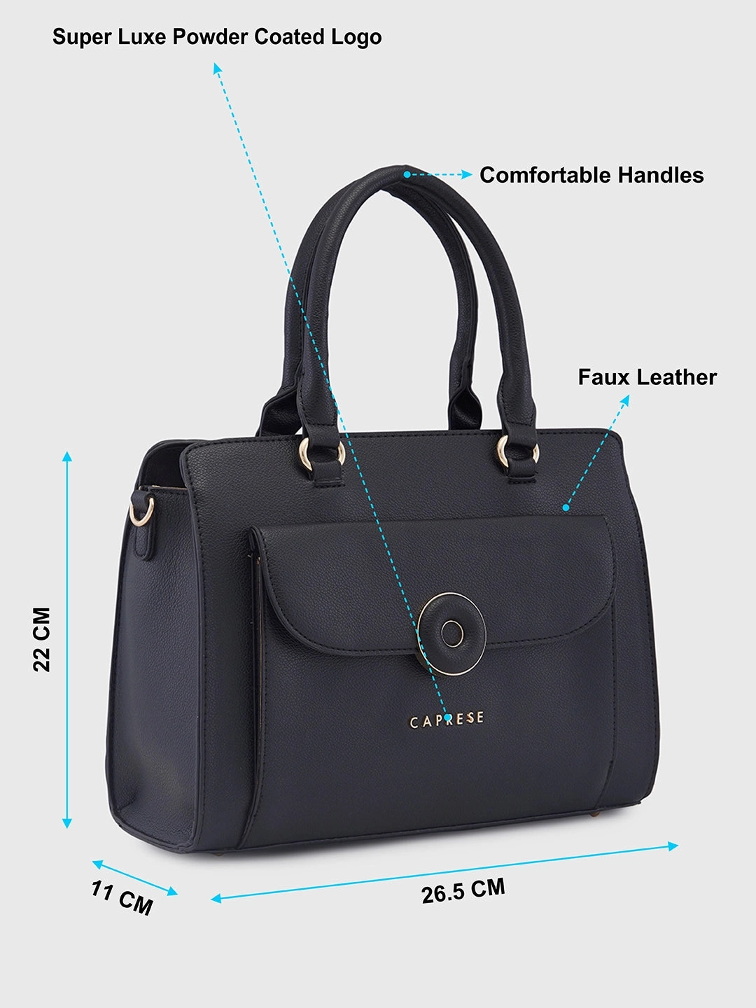 Caprese Jackie Medium Black Satchel Bag