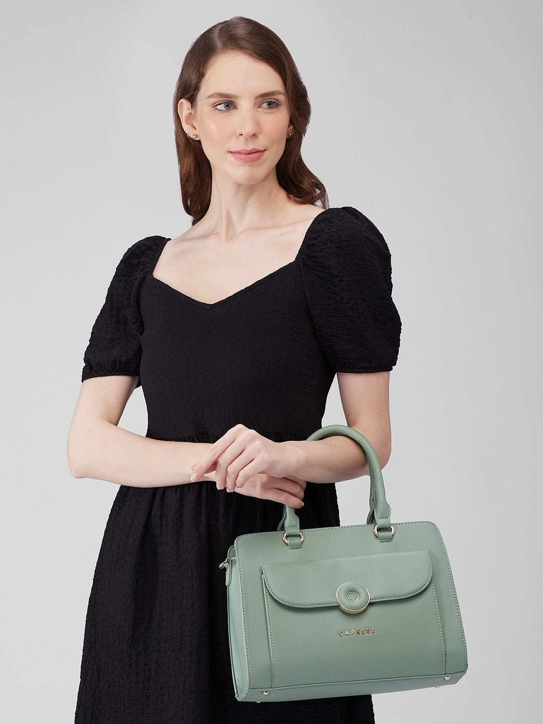 Caprese Jackie Medium Green Satchel Bag