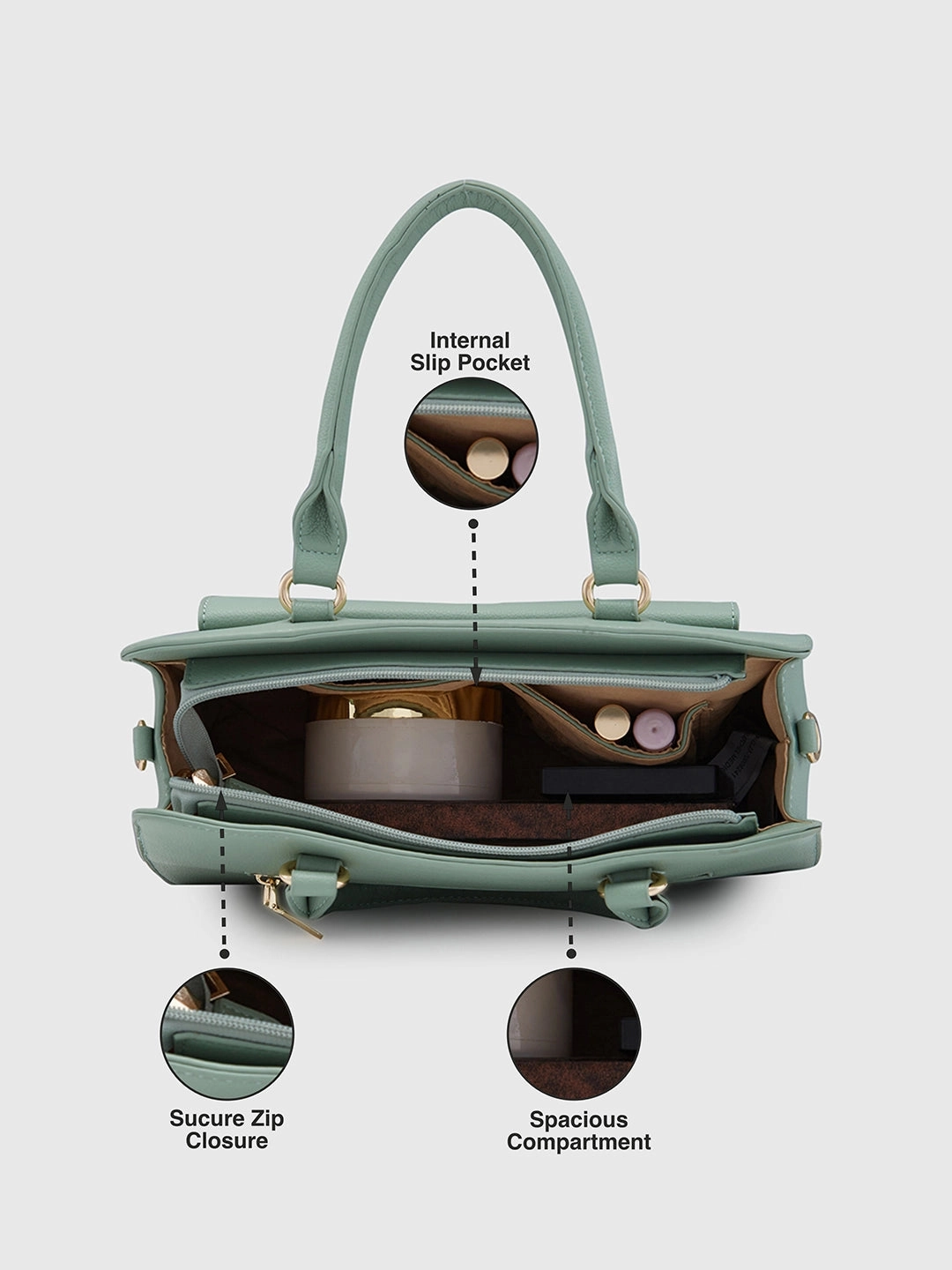Caprese Jackie Medium Green Satchel Bag