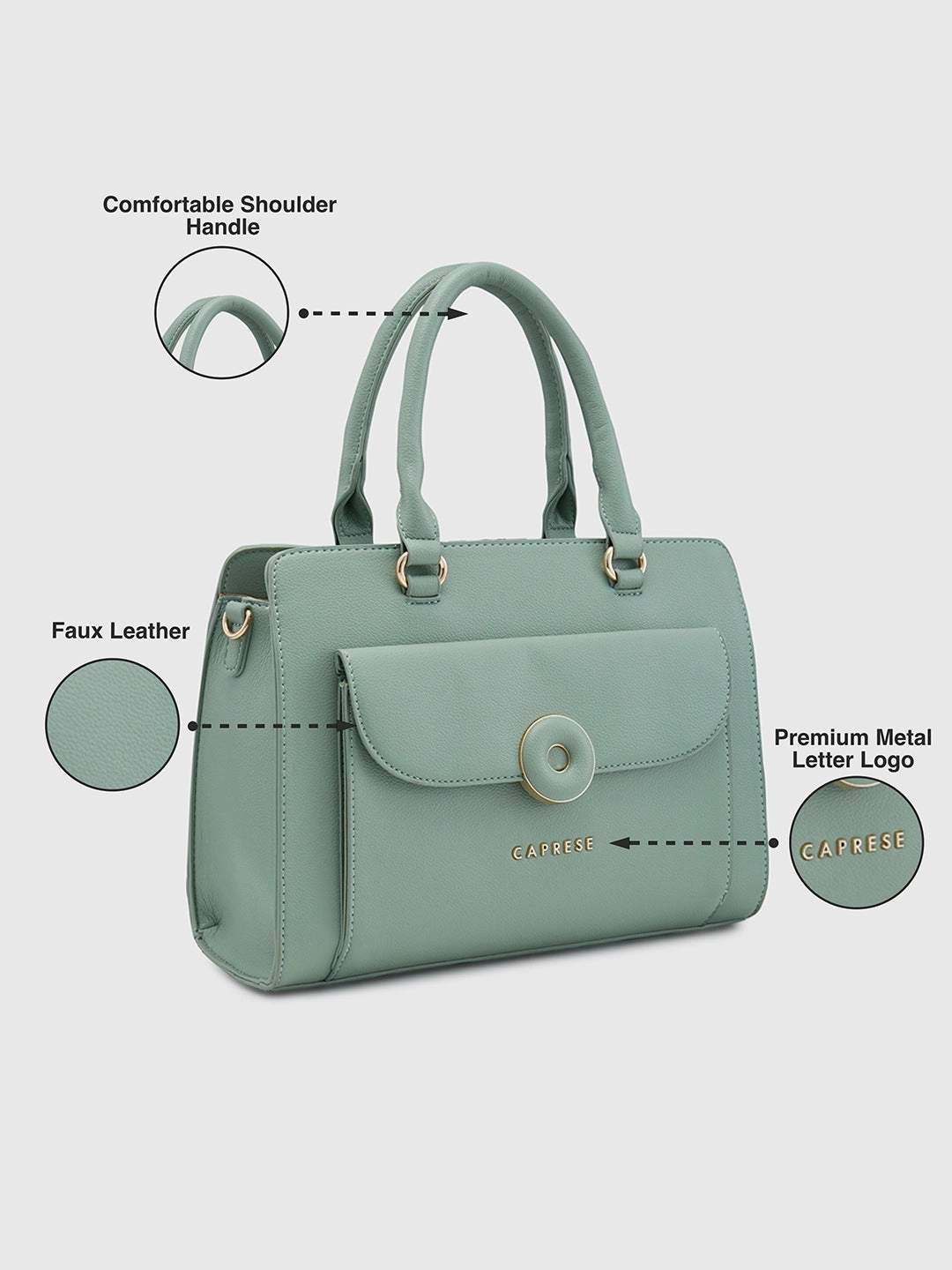 Caprese Jackie Medium Green Satchel Bag