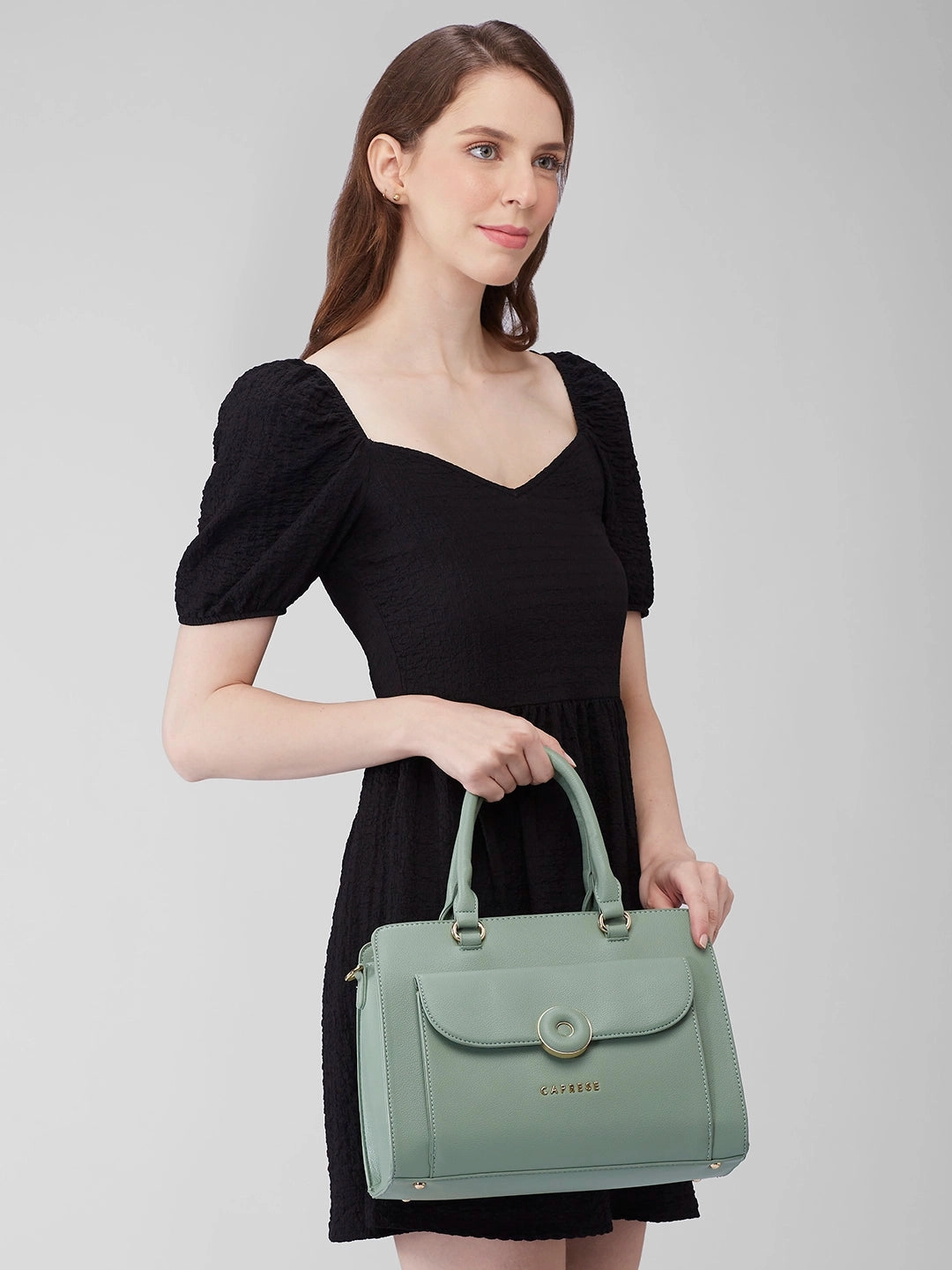 Caprese Jackie Medium Green Satchel Bag