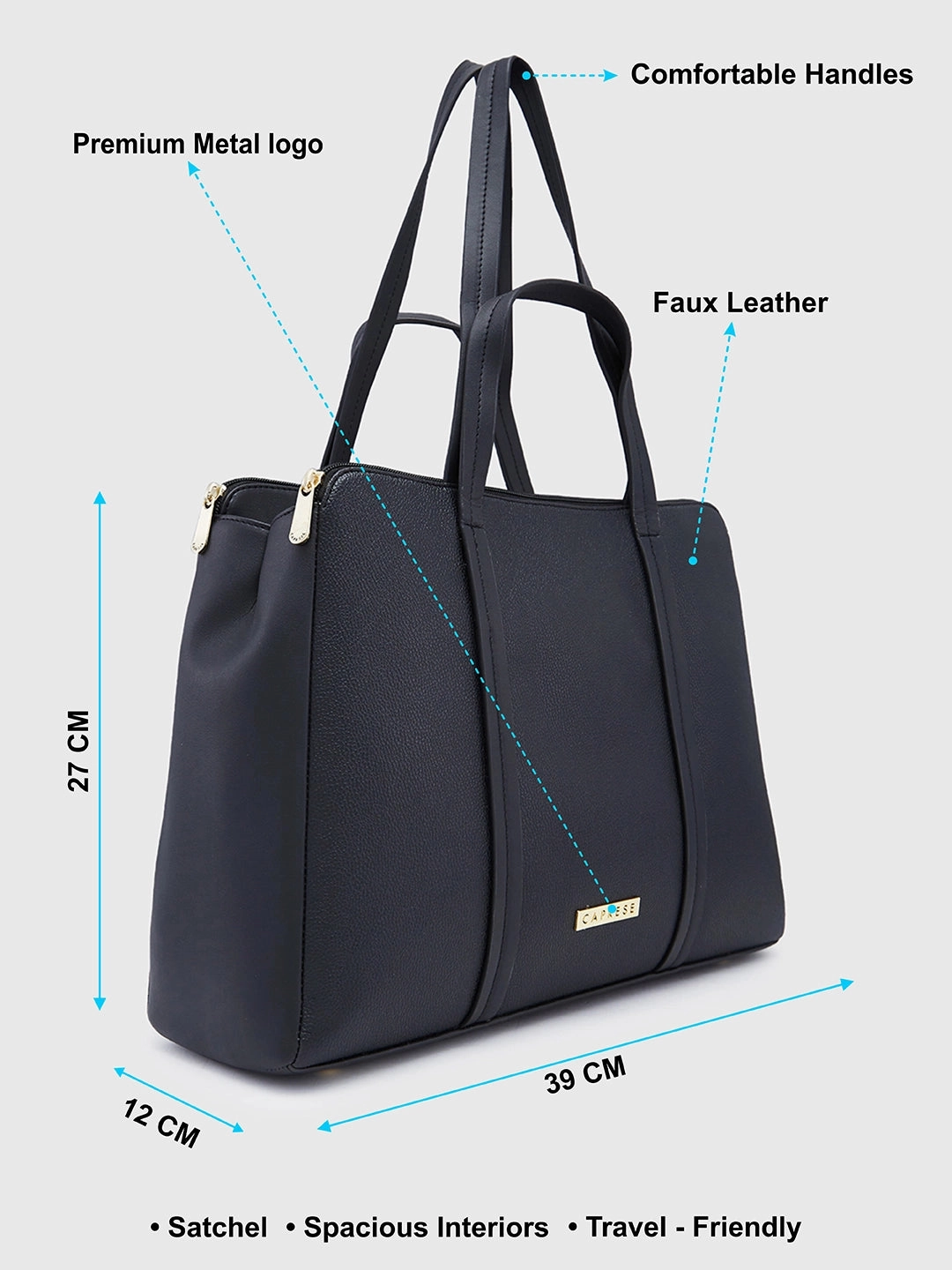 Caprese Jamie Medium Black Satchel Bag