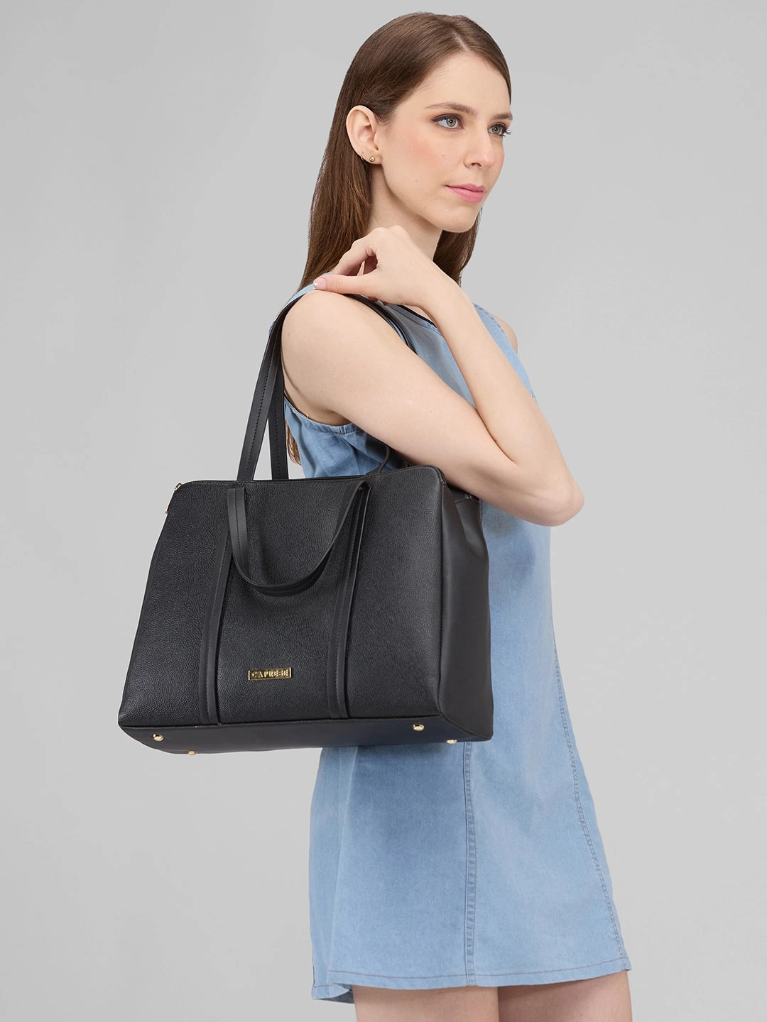 Caprese Jamie Medium Black Satchel Bag