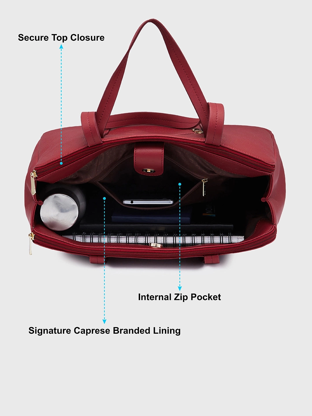 Caprese Jamie Medium Maroon Satchel Bag