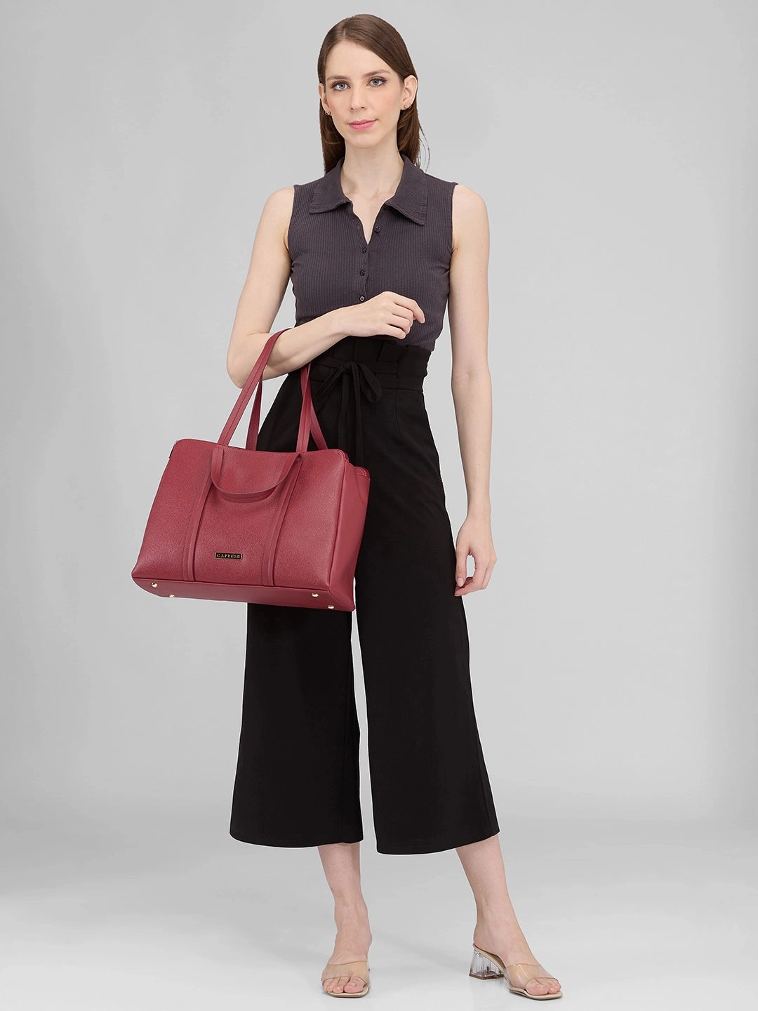 Caprese Jamie Medium Maroon Satchel Bag