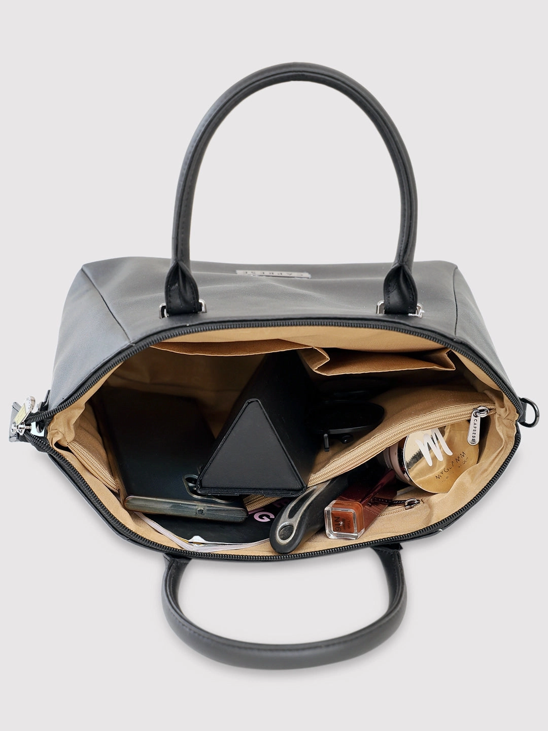 Caprese Jessy Small Black Satchel Bag