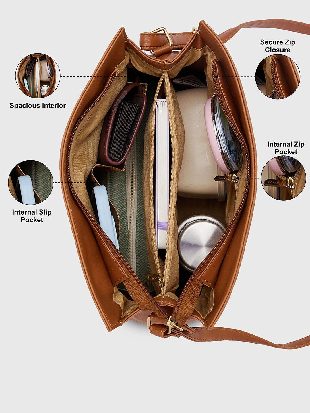 Caprese Jill Medium Brown Satchel Bag