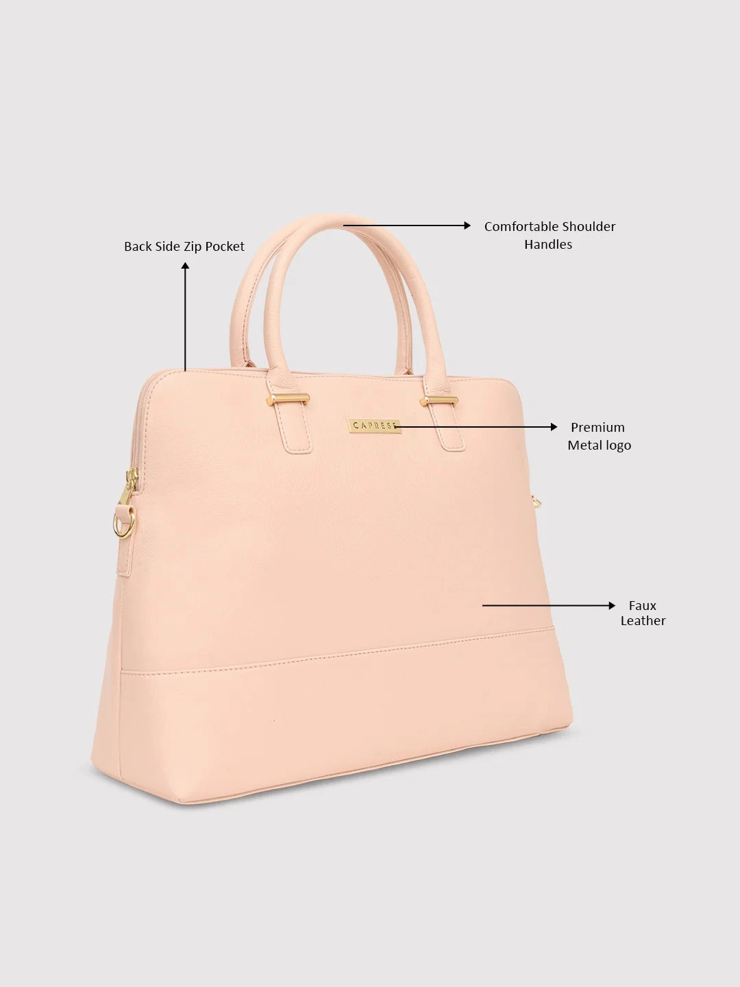 Caprese Lisa Medium Light Pink Satchel Bag