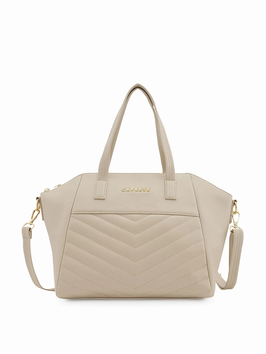 Caprese Lucya Medium Beige Satchel Bag Bag