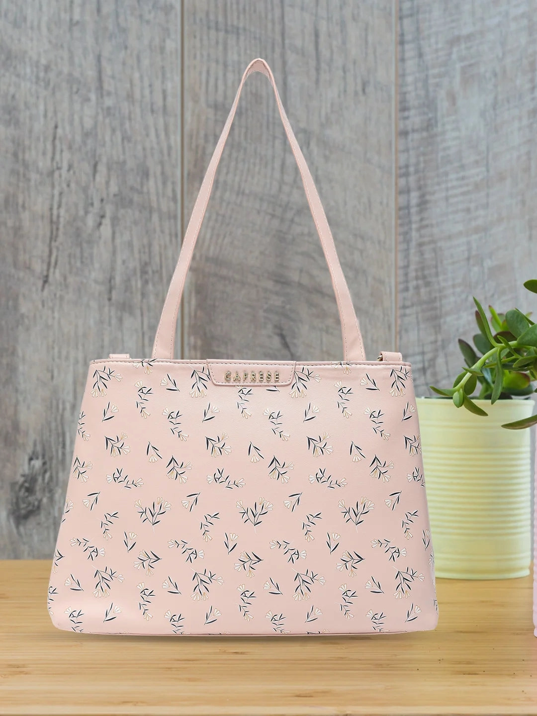 Caprese Merida Large Printed Blush Satchel Bag