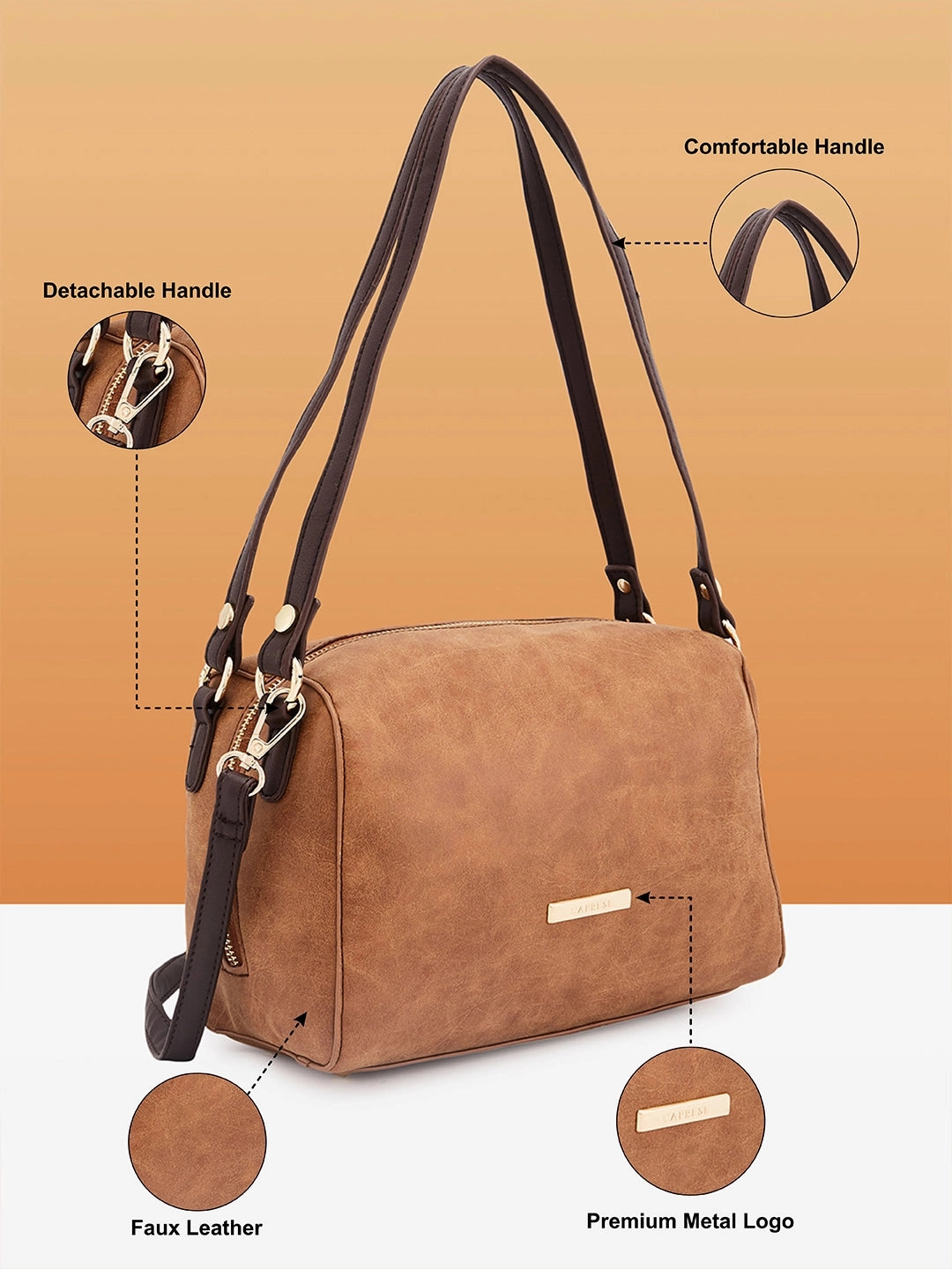 Caprese Merly Small Tan Satchel Bag