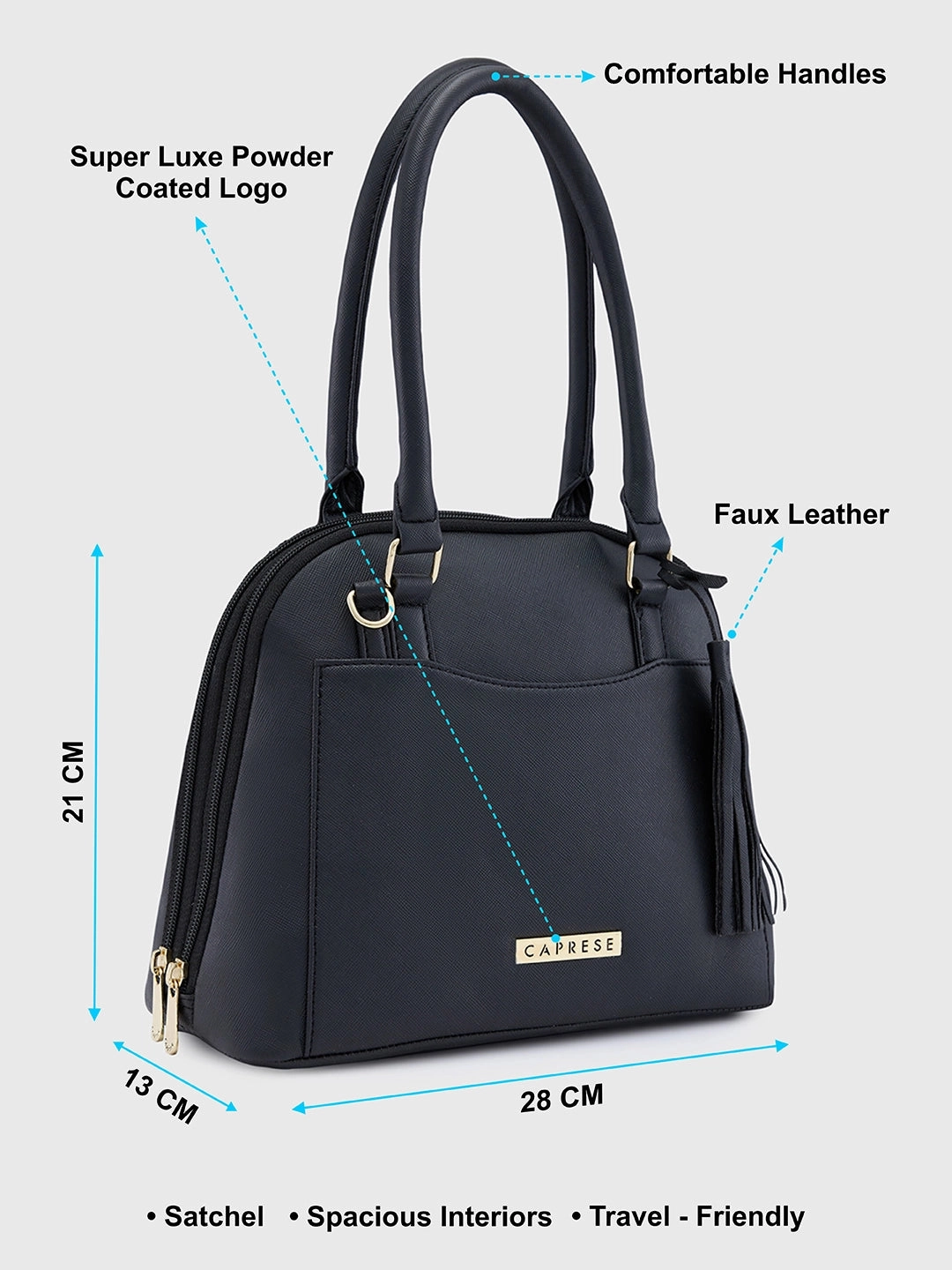 Caprese Montana Small Black Satchel Bag