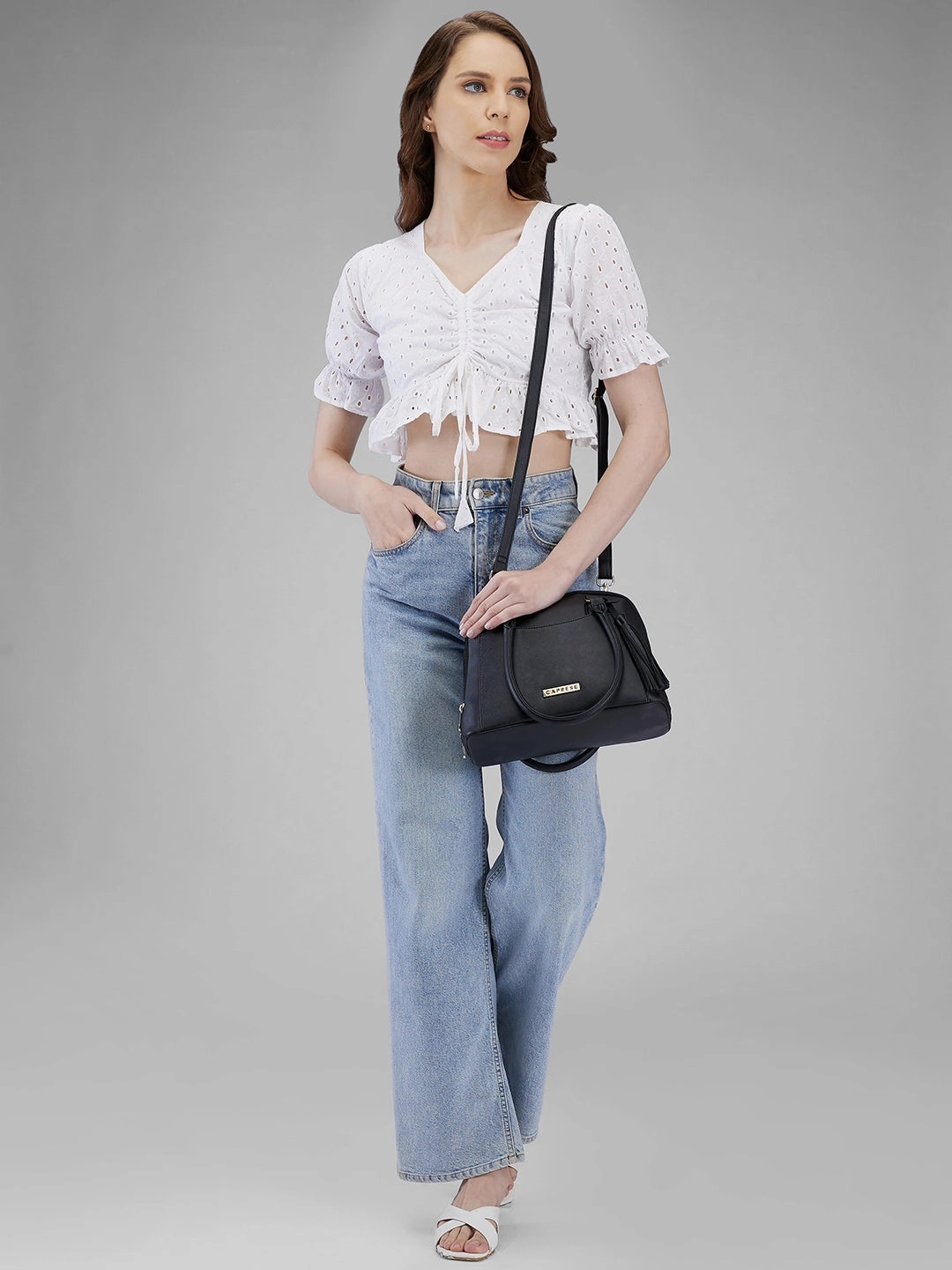 Caprese Montana Small Black Satchel Bag