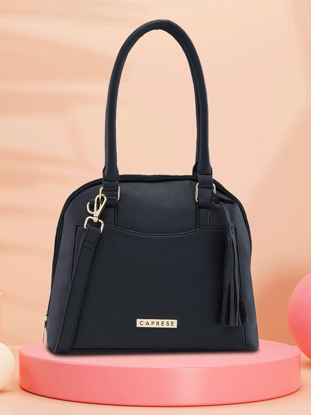 Caprese Montana Small Black Satchel Bag