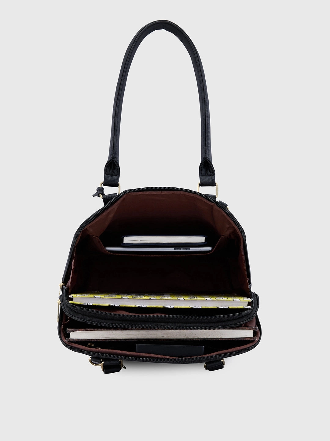 Caprese Montana Small Black Satchel Bag