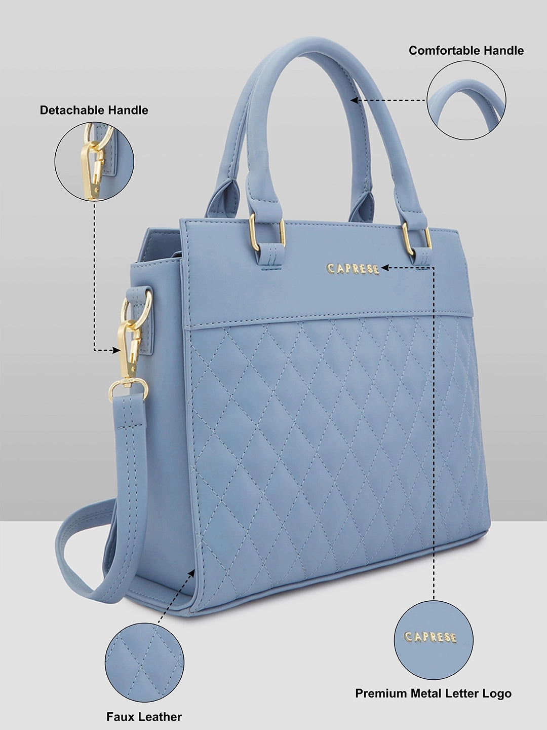 Caprese Myra Medium Blue Satchel Bag