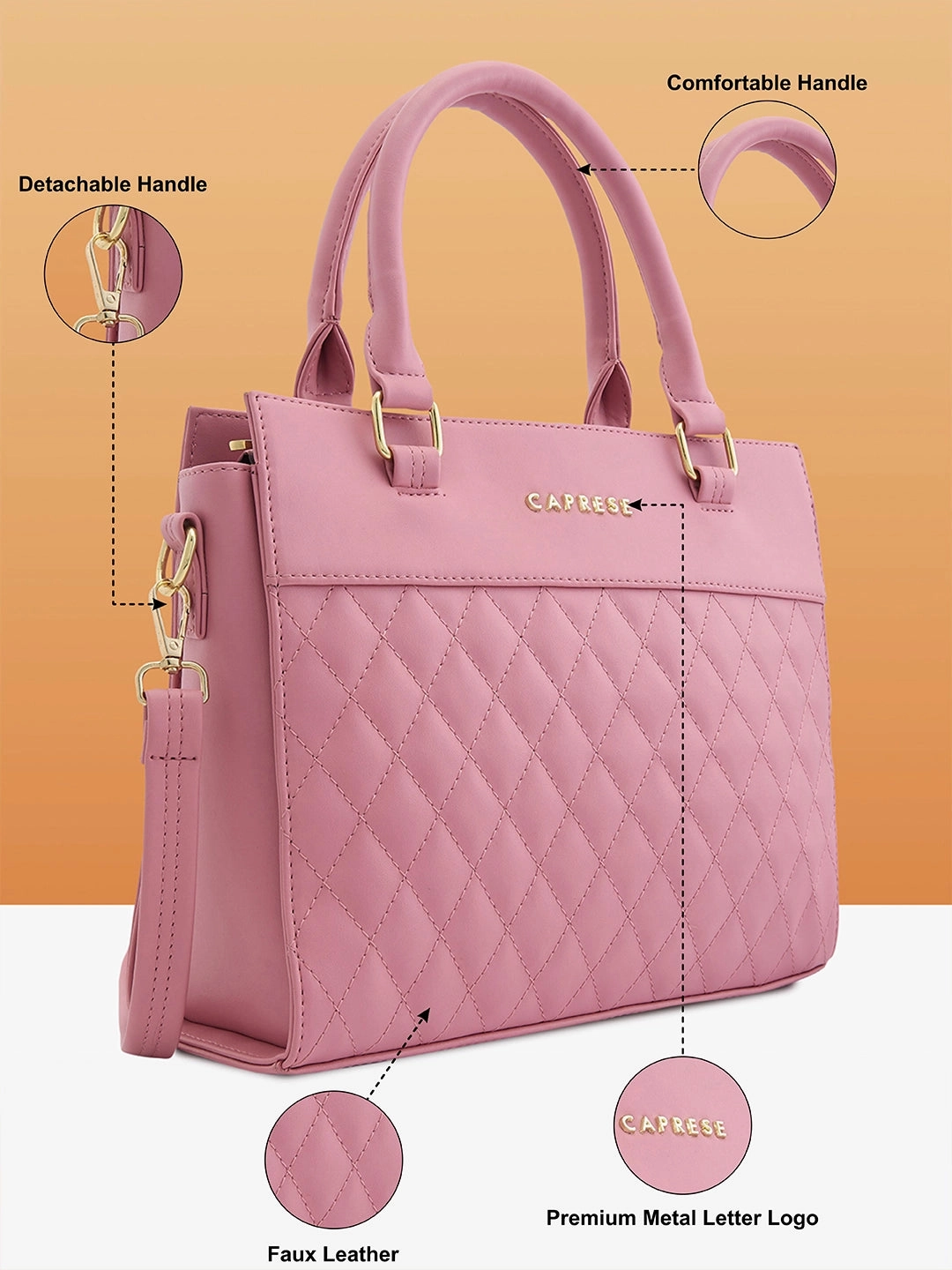 Caprese Myra Medium Pink Satchel Bag Bag