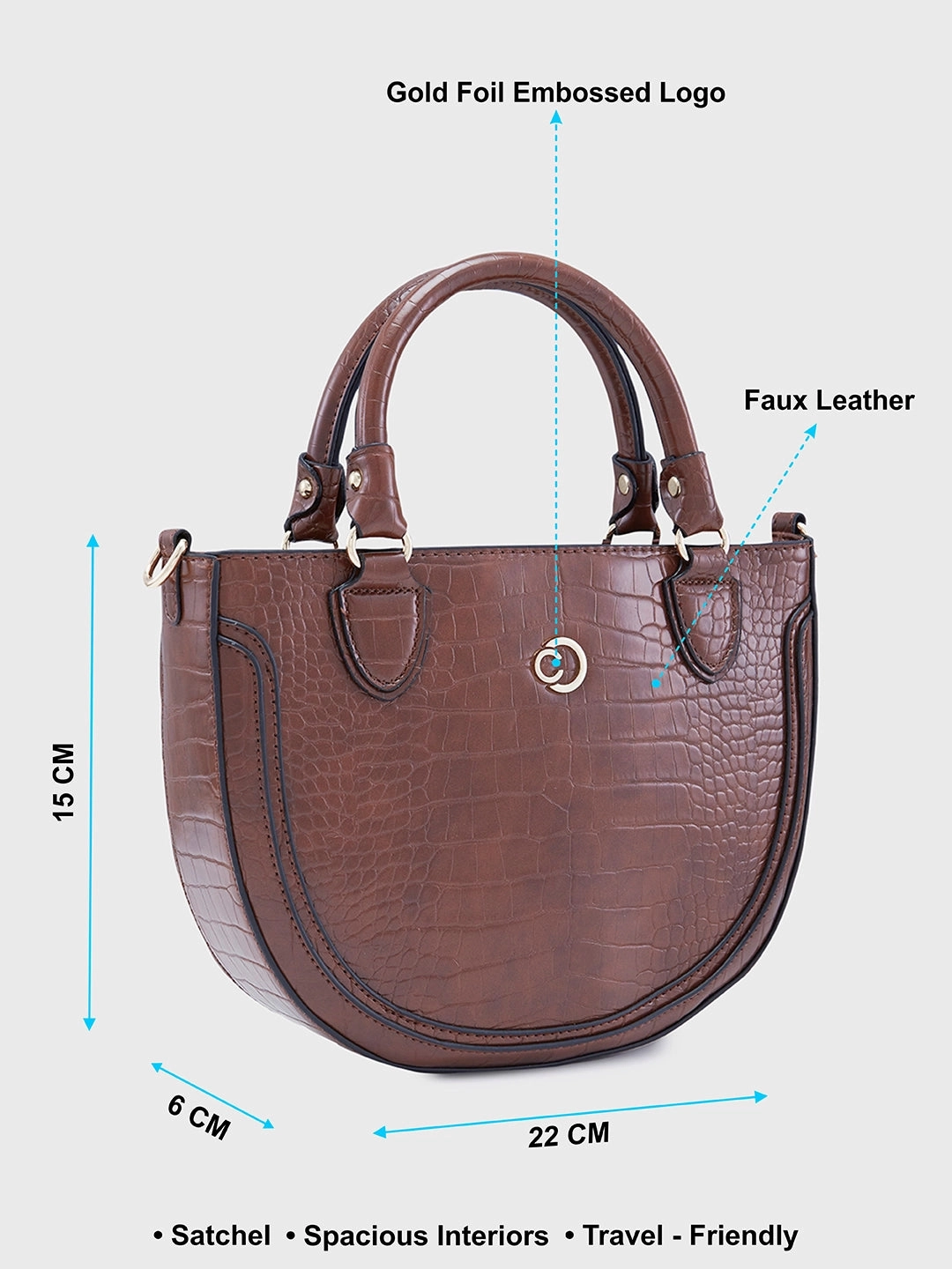 Caprese Nicole Small Brown Satchel Bag