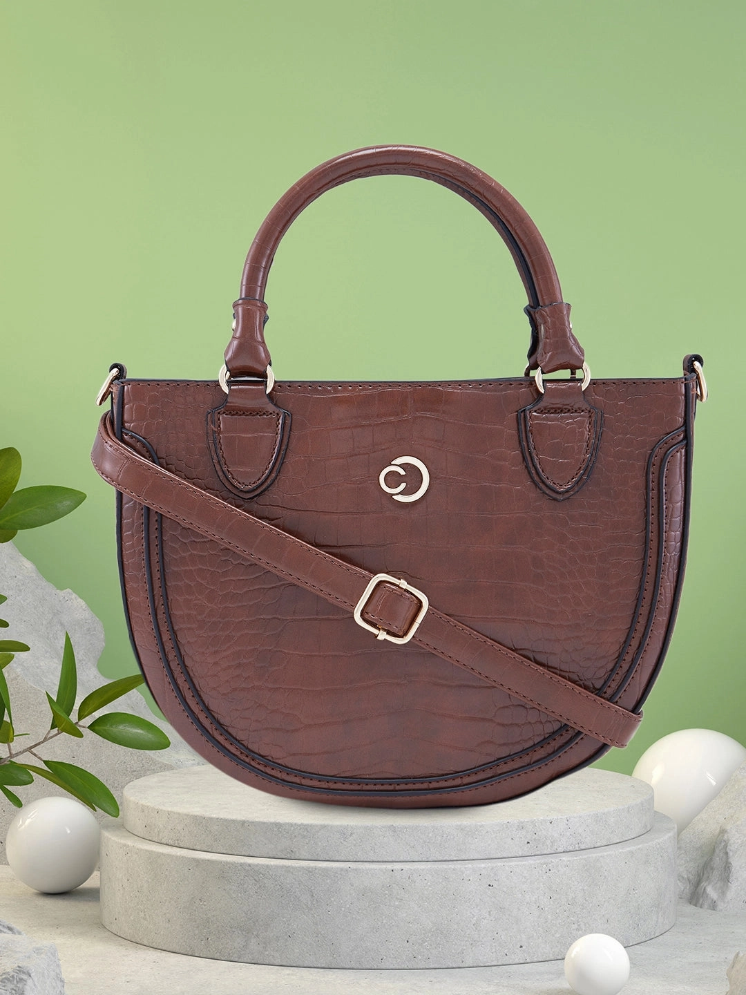 Caprese Nicole Small Brown Satchel Bag