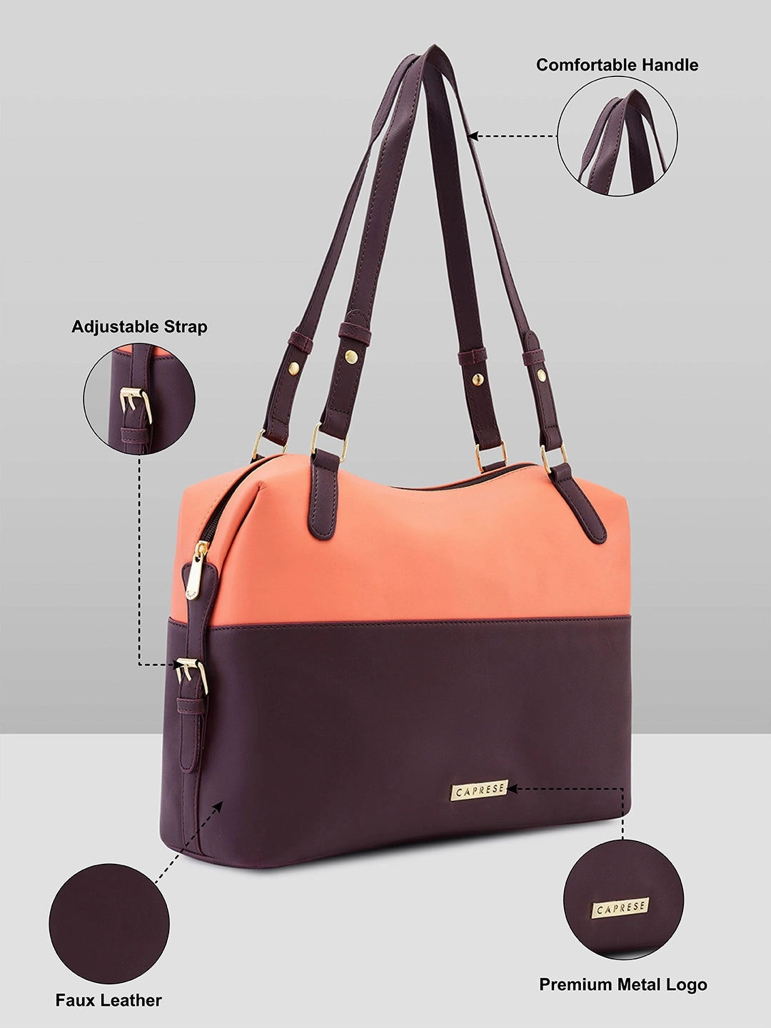 Caprese Oona Large Choco Brown Satchel Bag
