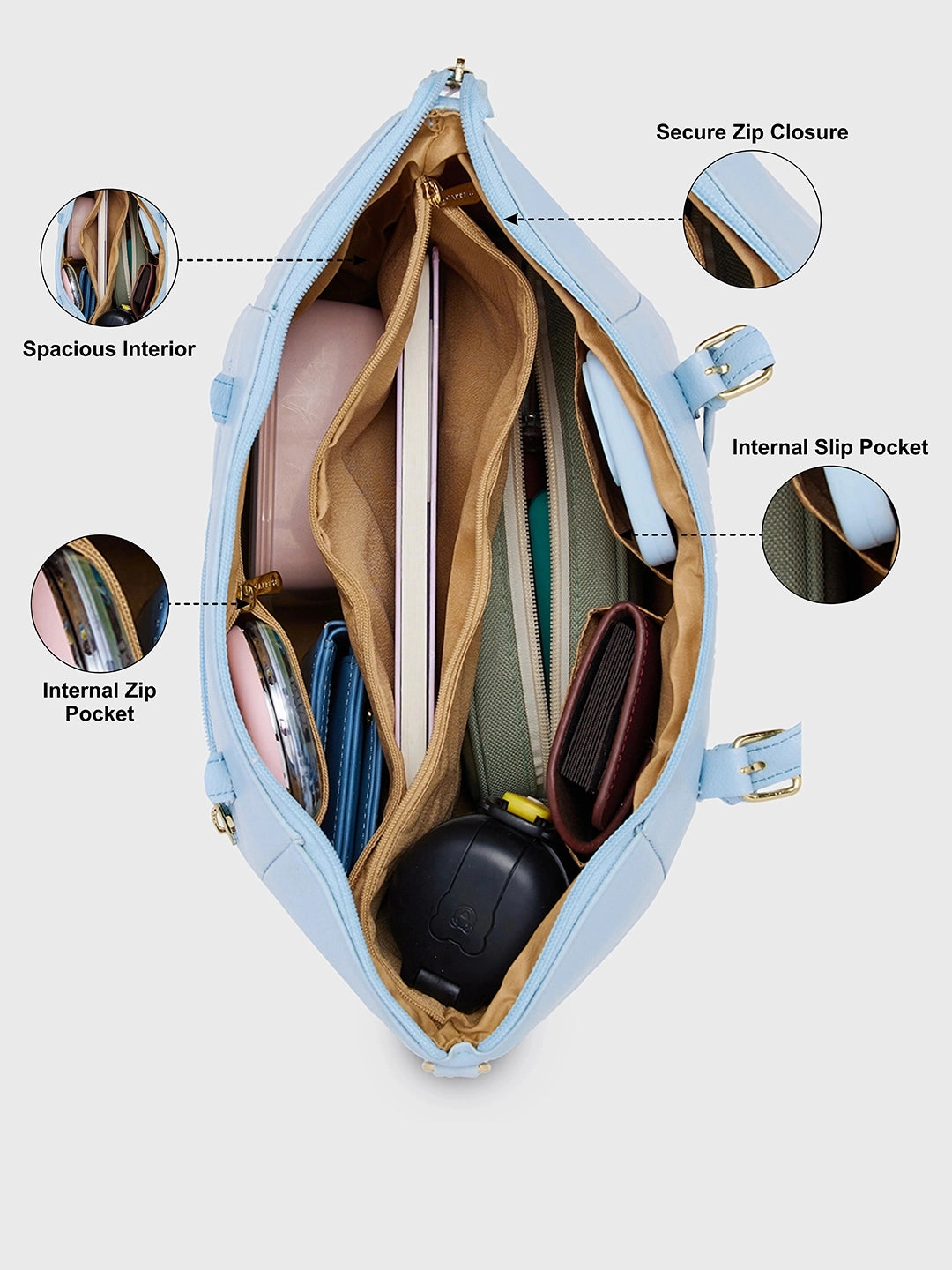 Caprese Opium Medium Blue Satchel Bag